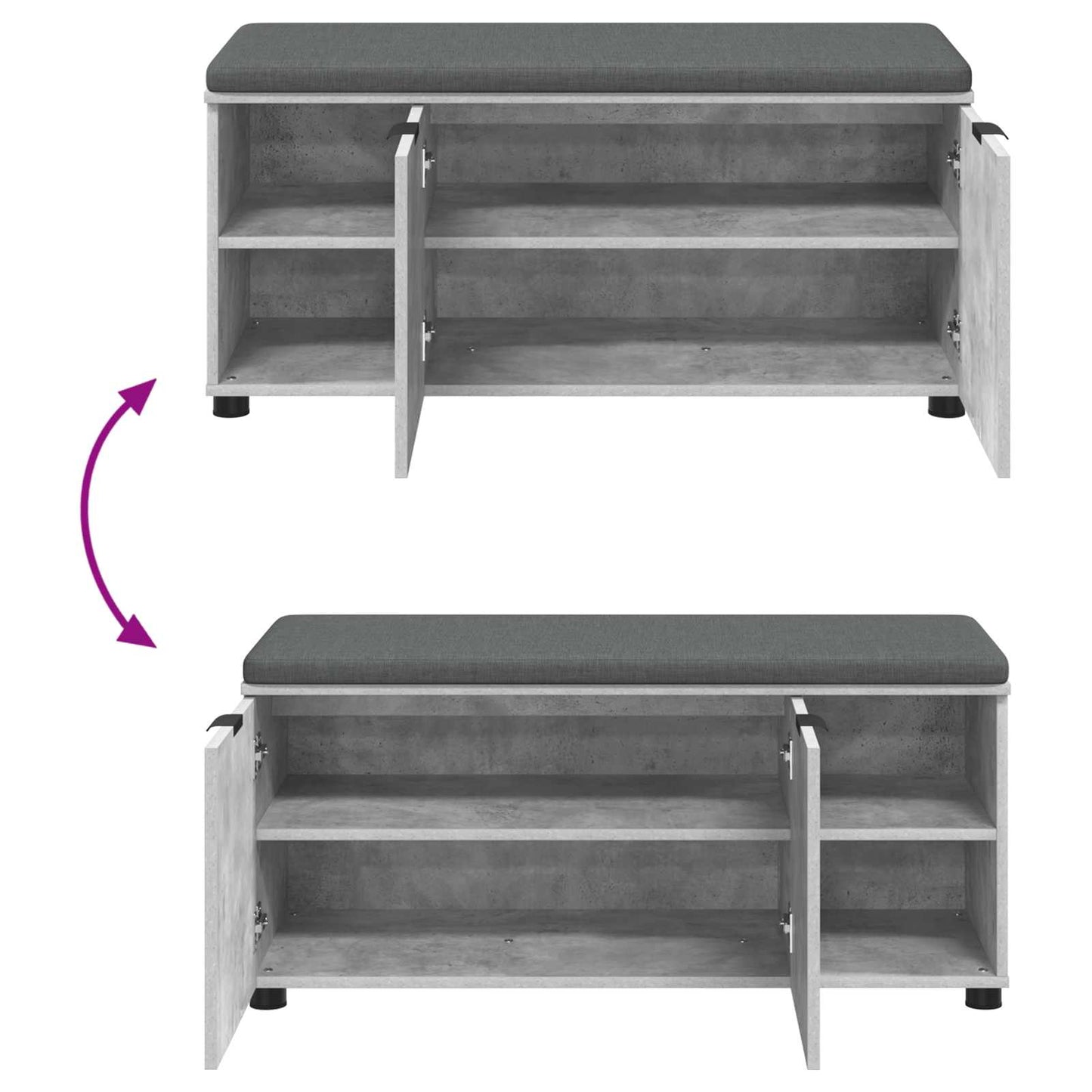 vidaXL Hall Bench with Cushion Concrete Grey 100 x 38 x 46 cm