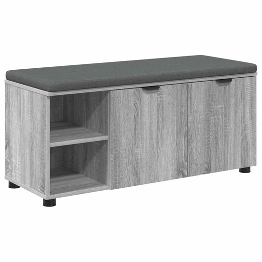 vidaXL Hall Bench with Cushion with Shelf Grey Sonoma 100 x 38 x 46 cm