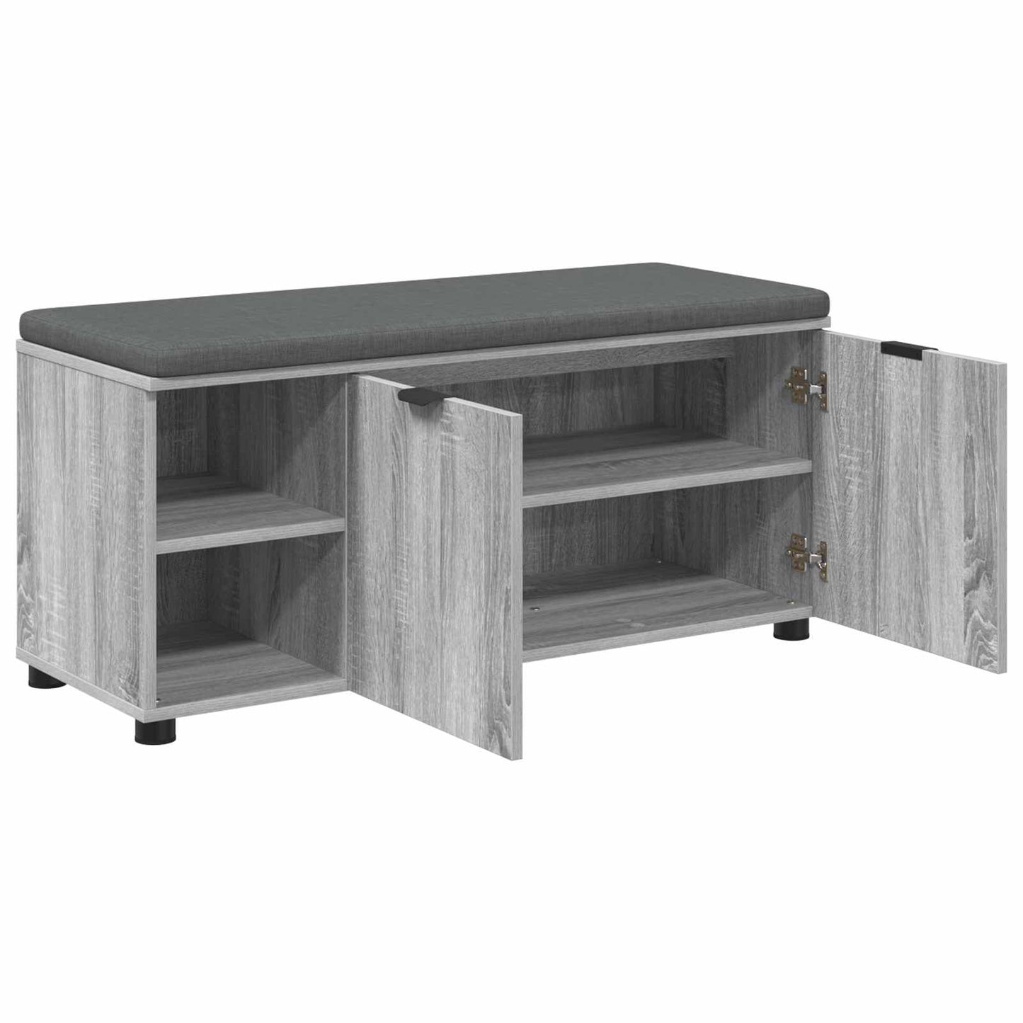 vidaXL Hall Bench with Cushion with Shelf Grey Sonoma 100 x 38 x 46 cm