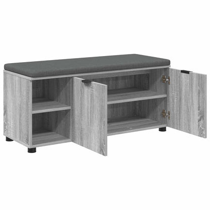vidaXL Hall Bench with Cushion with Shelf Grey Sonoma 100 x 38 x 46 cm