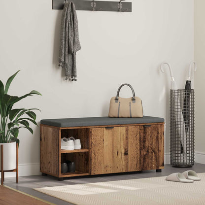 vidaXL Hall Bench Old Wood 100 x 38 x 46 cm Engineered Wood and Fabric
