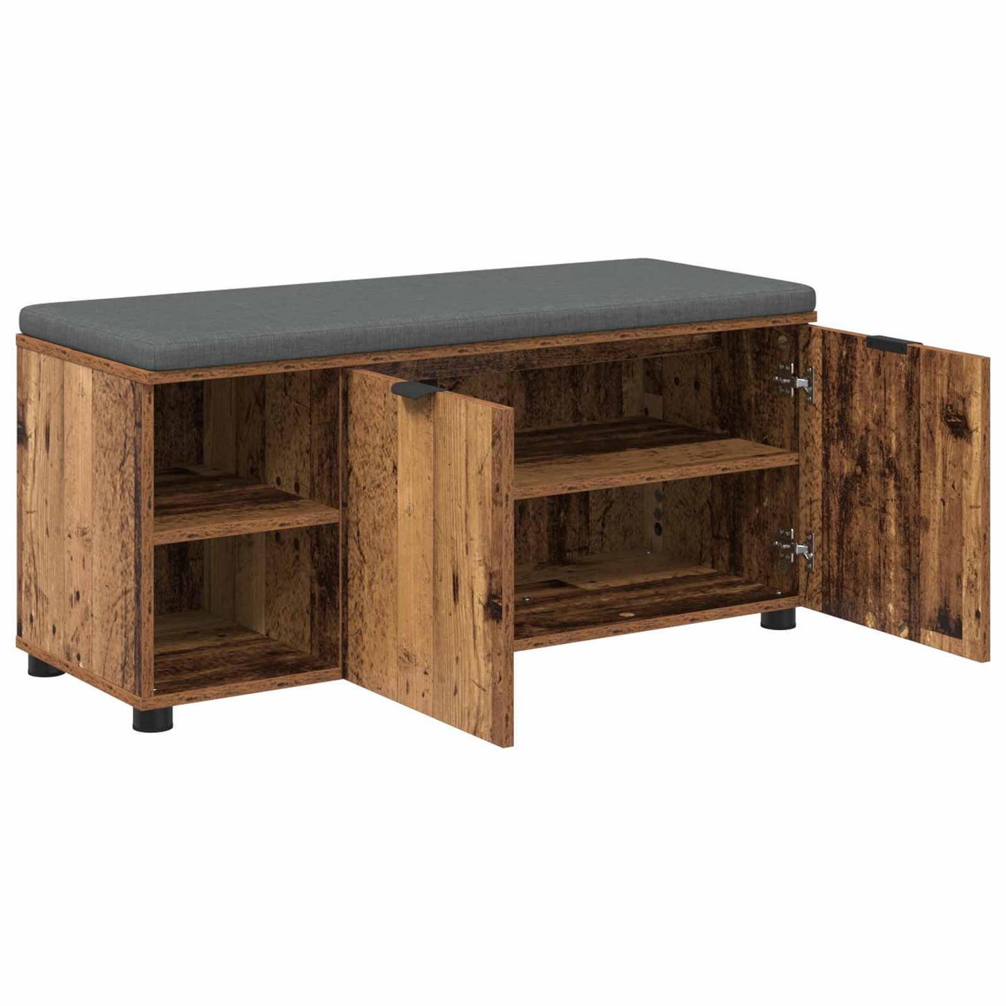 vidaXL Hall Bench Old Wood 100 x 38 x 46 cm Engineered Wood and Fabric