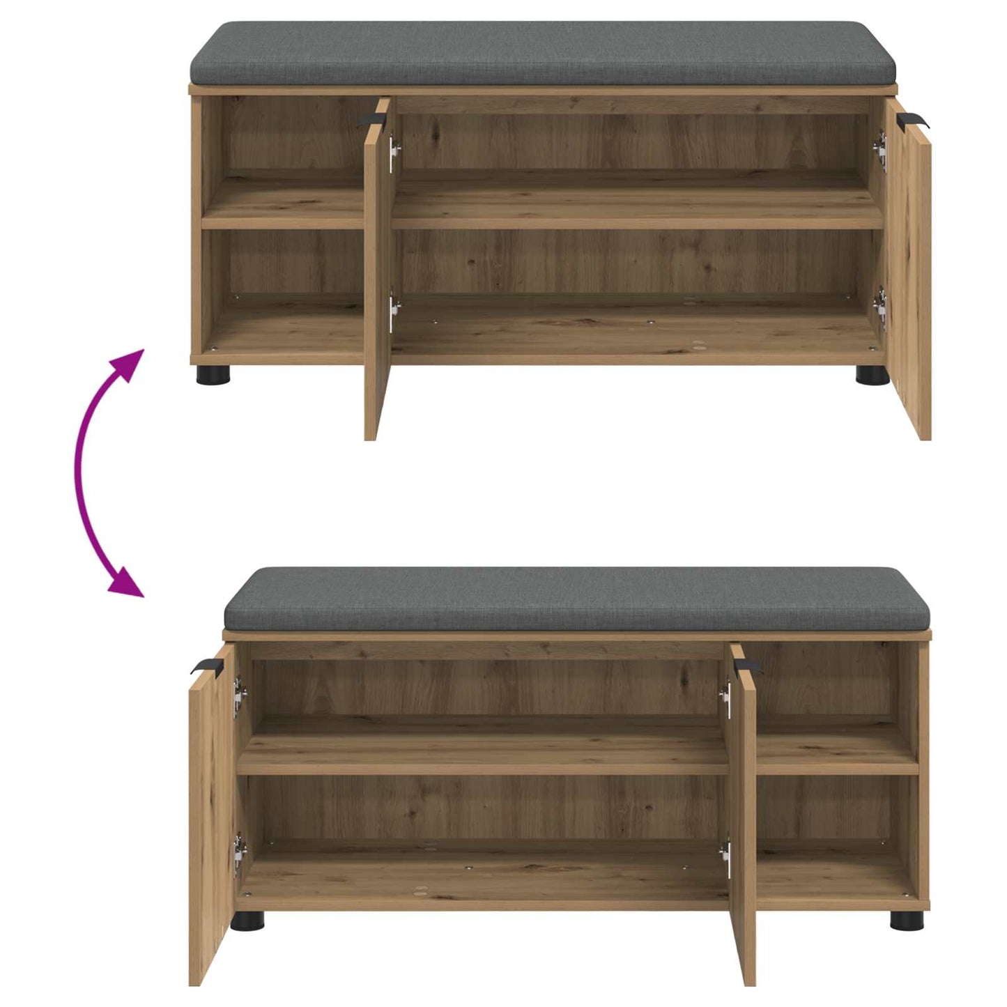 vidaXL Hall Bench Artisan Oak 100 x 38 x 46 cm