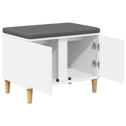 vidaXL Hall Bench White 60 x 38 x 46 cm Engineered Wood and Fabric