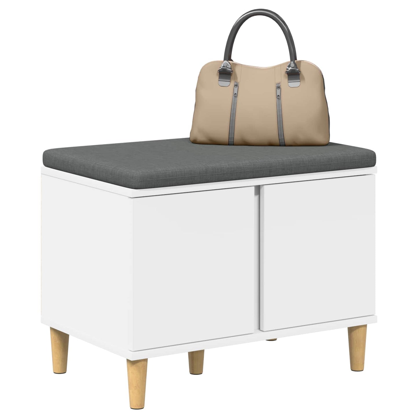 vidaXL Hall Bench White 60 x 38 x 46 cm Engineered Wood and Fabric