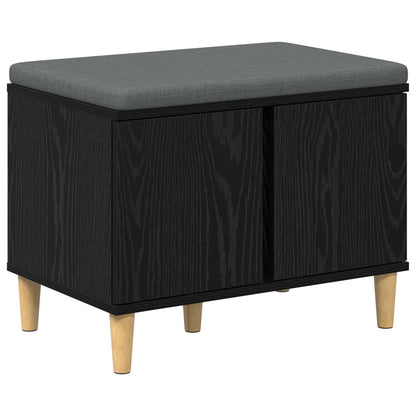 vidaXL Hall Bench Black Oak 60 x 38 x 46 cm Engineered Wood and Fabric