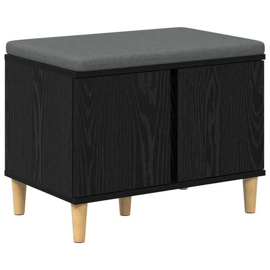 vidaXL Hall Bench Black Oak 60 x 38 x 46 cm Engineered Wood and Fabric