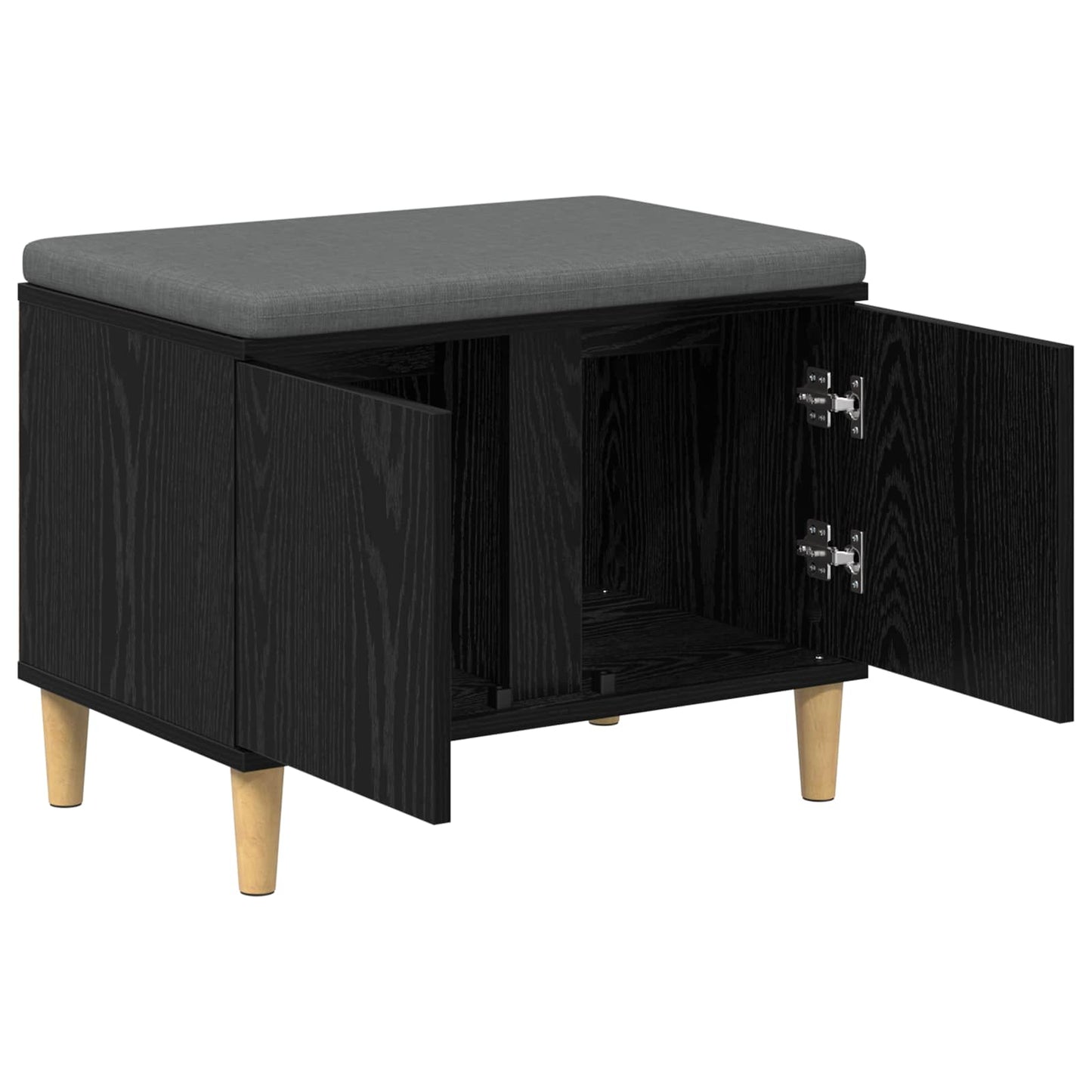 vidaXL Hall Bench Black Oak 60 x 38 x 46 cm Engineered Wood and Fabric