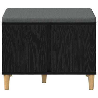 vidaXL Hall Bench Black Oak 60 x 38 x 46 cm Engineered Wood and Fabric