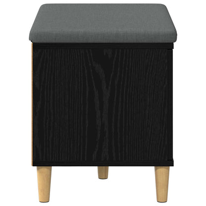 vidaXL Hall Bench Black Oak 60 x 38 x 46 cm Engineered Wood and Fabric