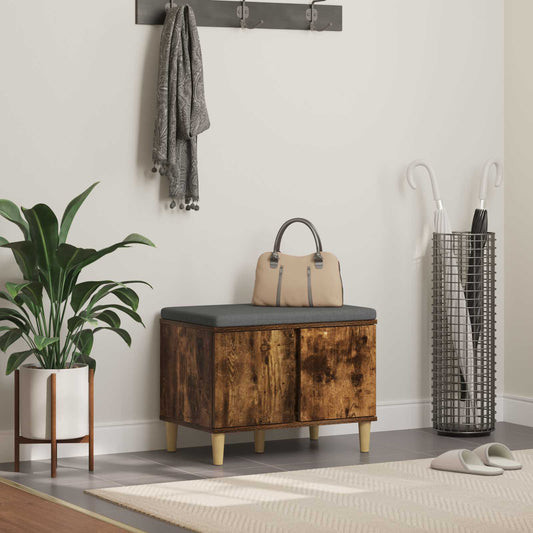 vidaXL Hall Bench with Cushion with Storage Smoked Oak 60 x 38 x 46 cm