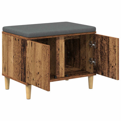 vidaXL Hall Bench Old Wood 60 x 38 x 46 cm Engineered Wood and Fabric