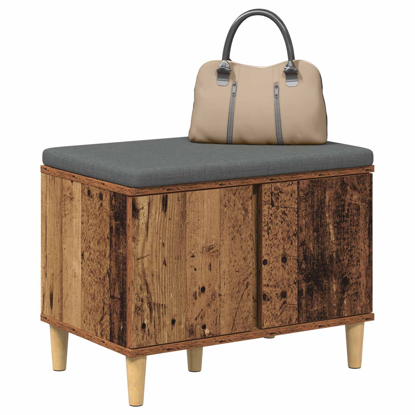vidaXL Hall Bench Old Wood 60 x 38 x 46 cm Engineered Wood and Fabric