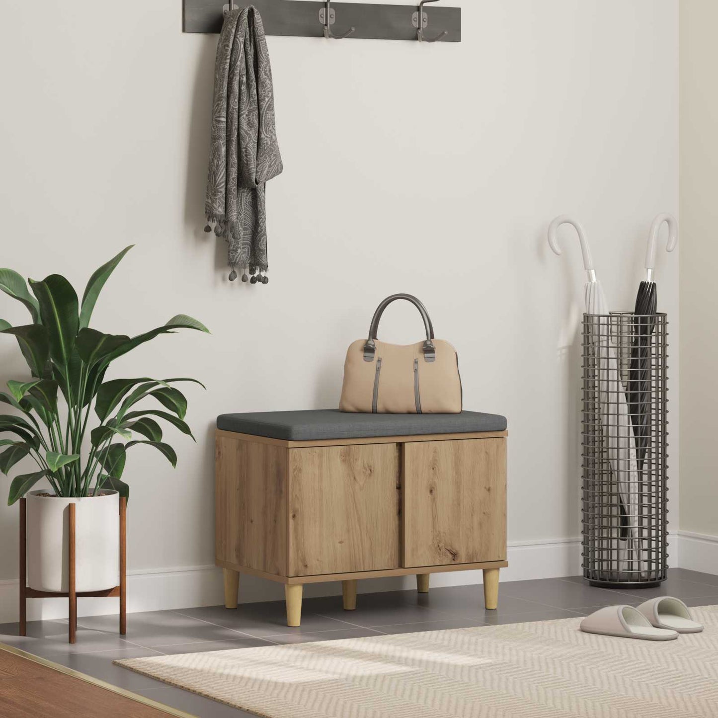 vidaXL Hall Bench Artisan Oak 60 x 38 x 46 cm