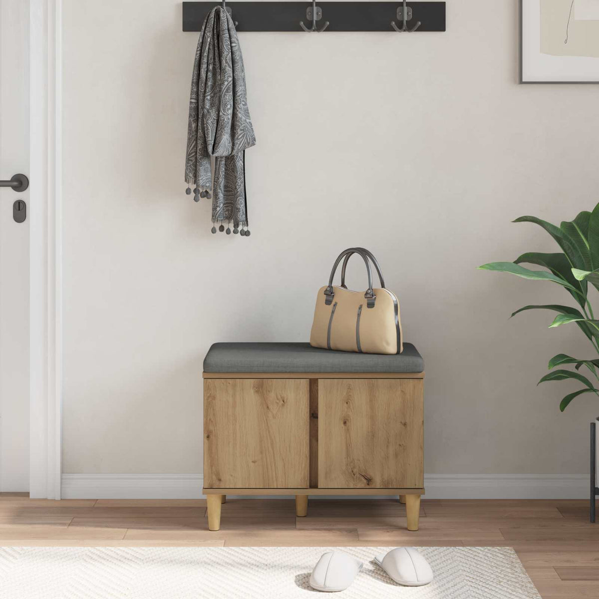 vidaXL Hall Bench Artisan Oak 60 x 38 x 46 cm
