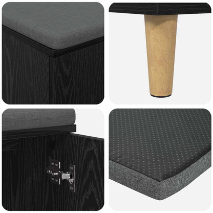 vidaXL Hall Bench Black Oak 80 x 38 x 46 cm Engineered Wood and Fabric