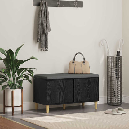 vidaXL Hall Bench Black Oak 80 x 38 x 46 cm Engineered Wood and Fabric