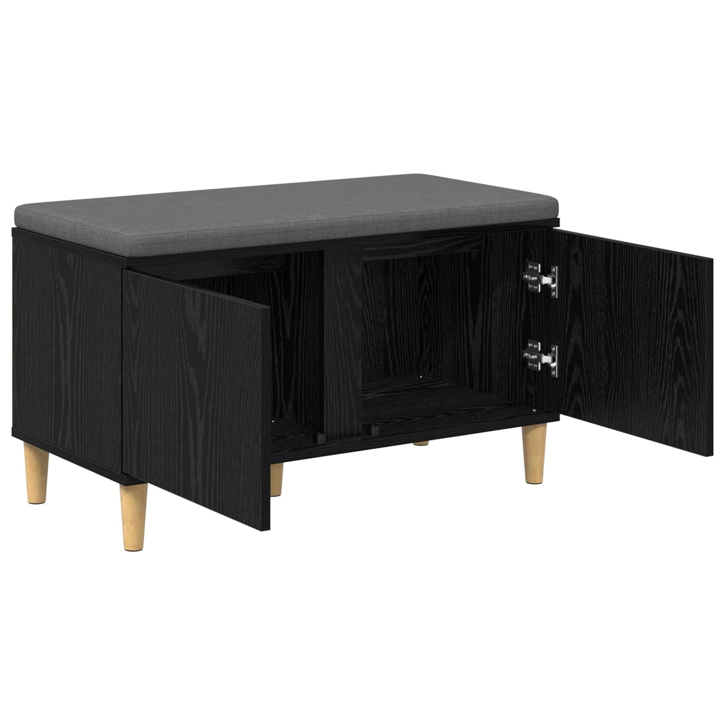vidaXL Hall Bench Black Oak 80 x 38 x 46 cm Engineered Wood and Fabric