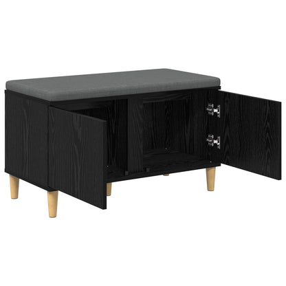vidaXL Hall Bench Black Oak 80 x 38 x 46 cm Engineered Wood and Fabric