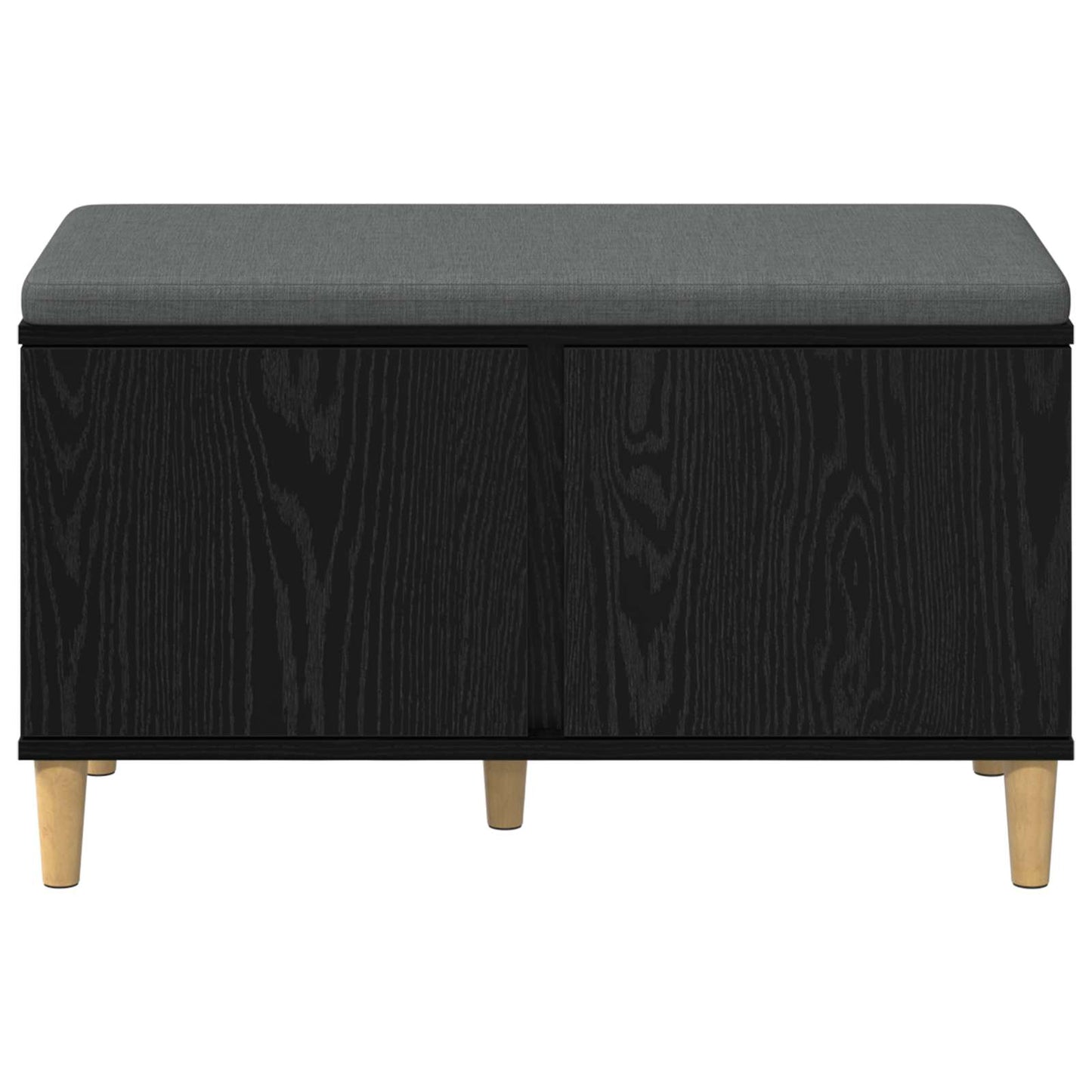 vidaXL Hall Bench Black Oak 80 x 38 x 46 cm Engineered Wood and Fabric