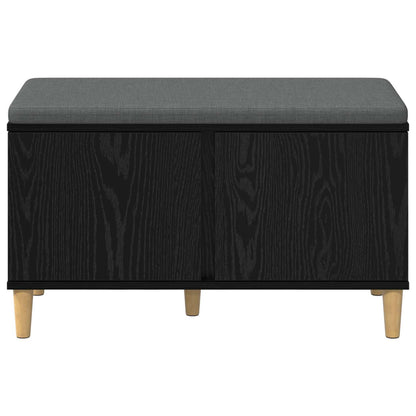 vidaXL Hall Bench Black Oak 80 x 38 x 46 cm Engineered Wood and Fabric