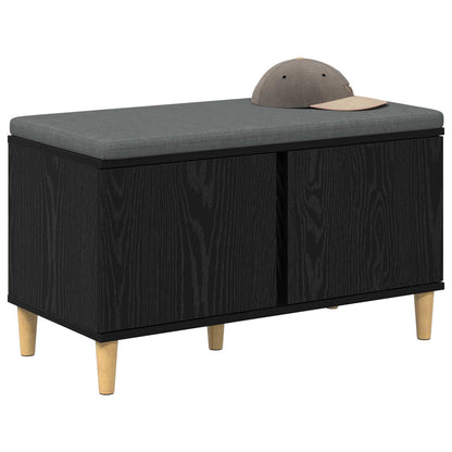 vidaXL Hall Bench Black Oak 80 x 38 x 46 cm Engineered Wood and Fabric