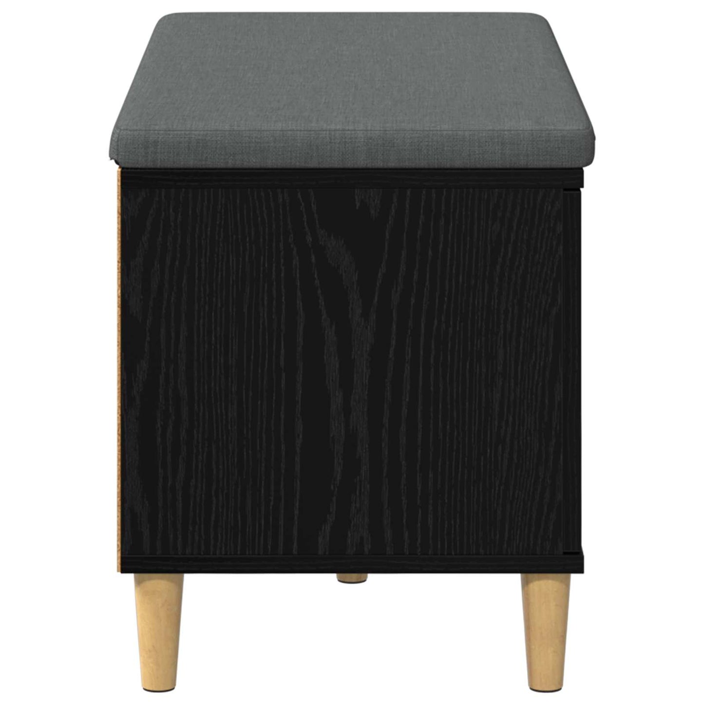 vidaXL Hall Bench Black Oak 80 x 38 x 46 cm Engineered Wood and Fabric
