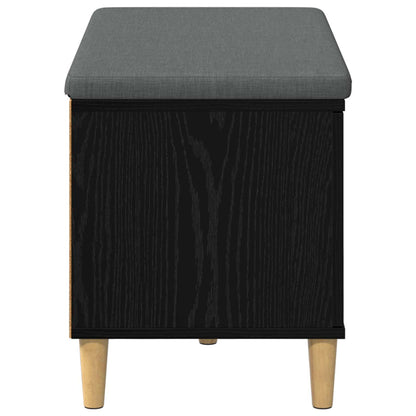 vidaXL Hall Bench Black Oak 80 x 38 x 46 cm Engineered Wood and Fabric
