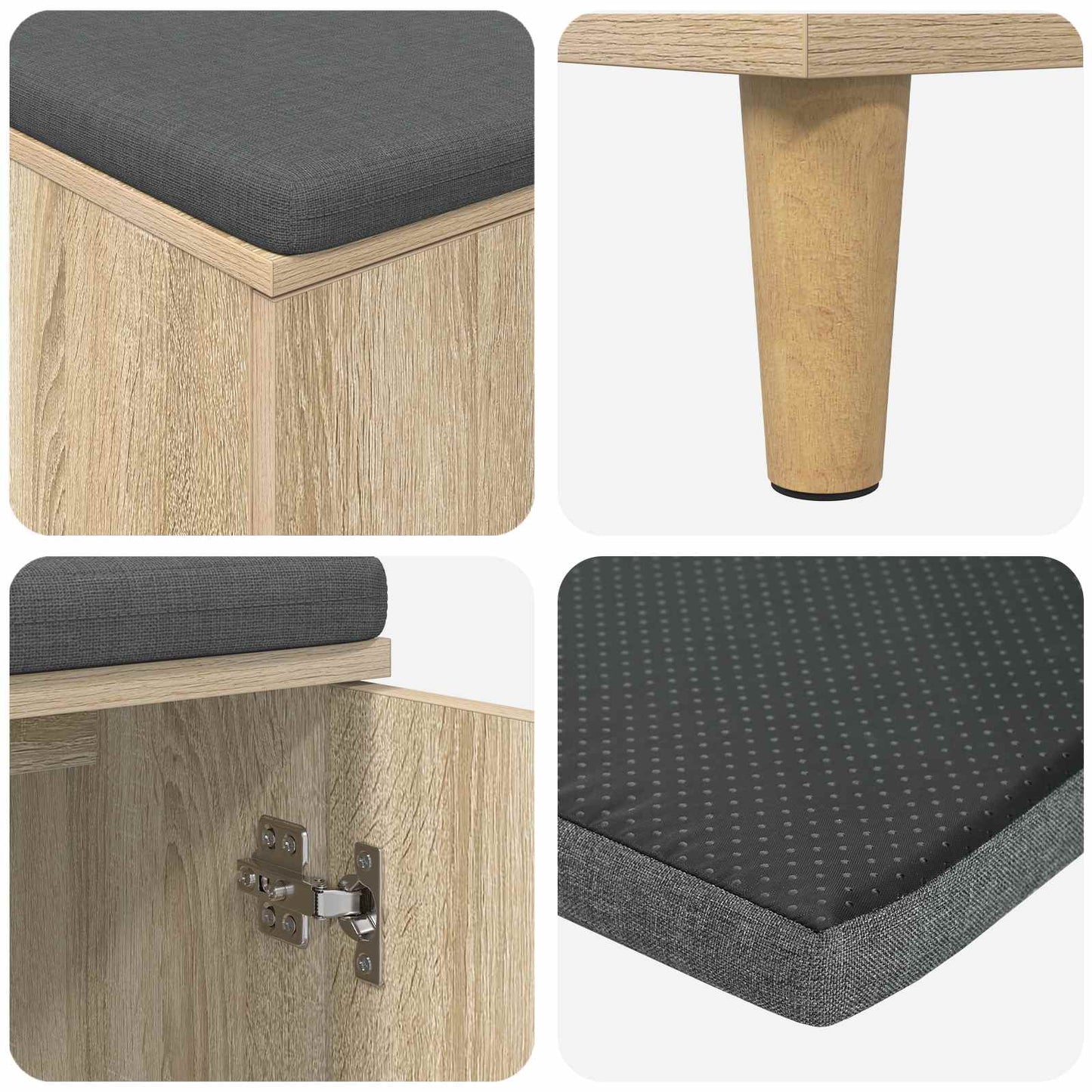 vidaXL Hall Bench with Cushion with Storage Sonoma Oak 80 x 38 x 46 cm