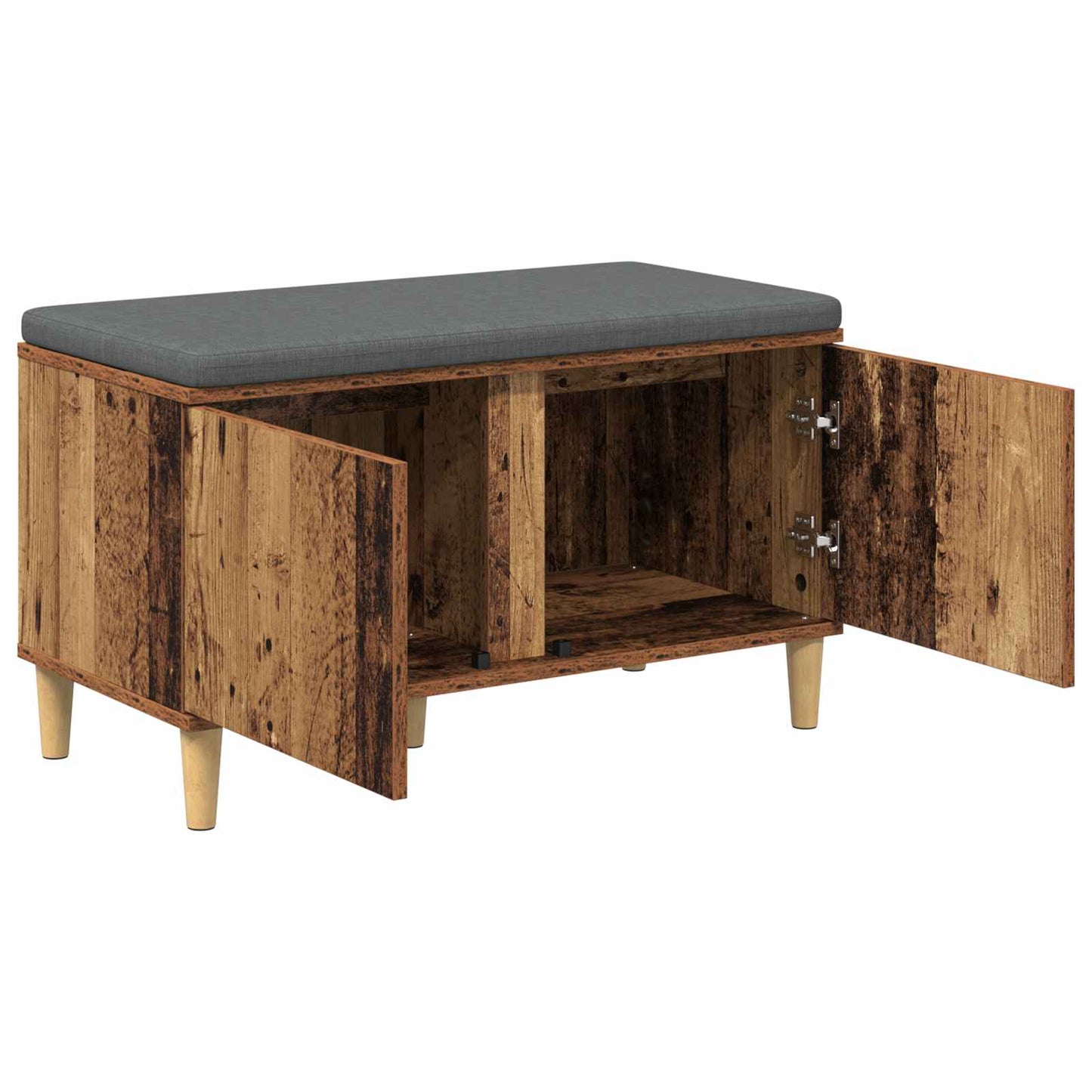 vidaXL Hall Bench Old Wood 80 x 38 x 46 cm Engineered Wood and Fabric