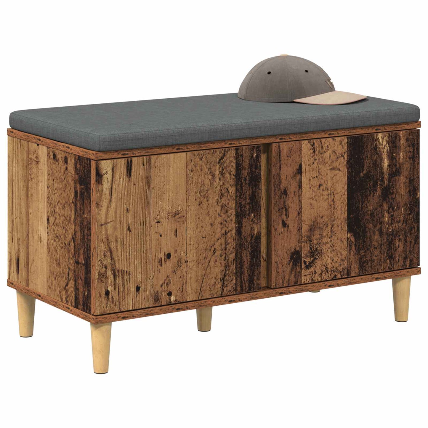 vidaXL Hall Bench Old Wood 80 x 38 x 46 cm Engineered Wood and Fabric