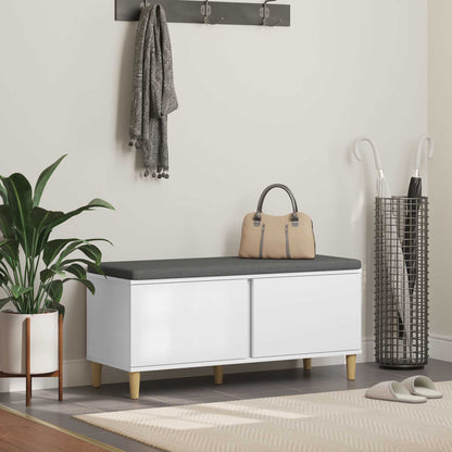 vidaXL Hall Bench White 100 x 38 x 46 cm Engineered Wood and Fabric