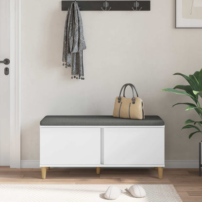 vidaXL Hall Bench White 100 x 38 x 46 cm Engineered Wood and Fabric