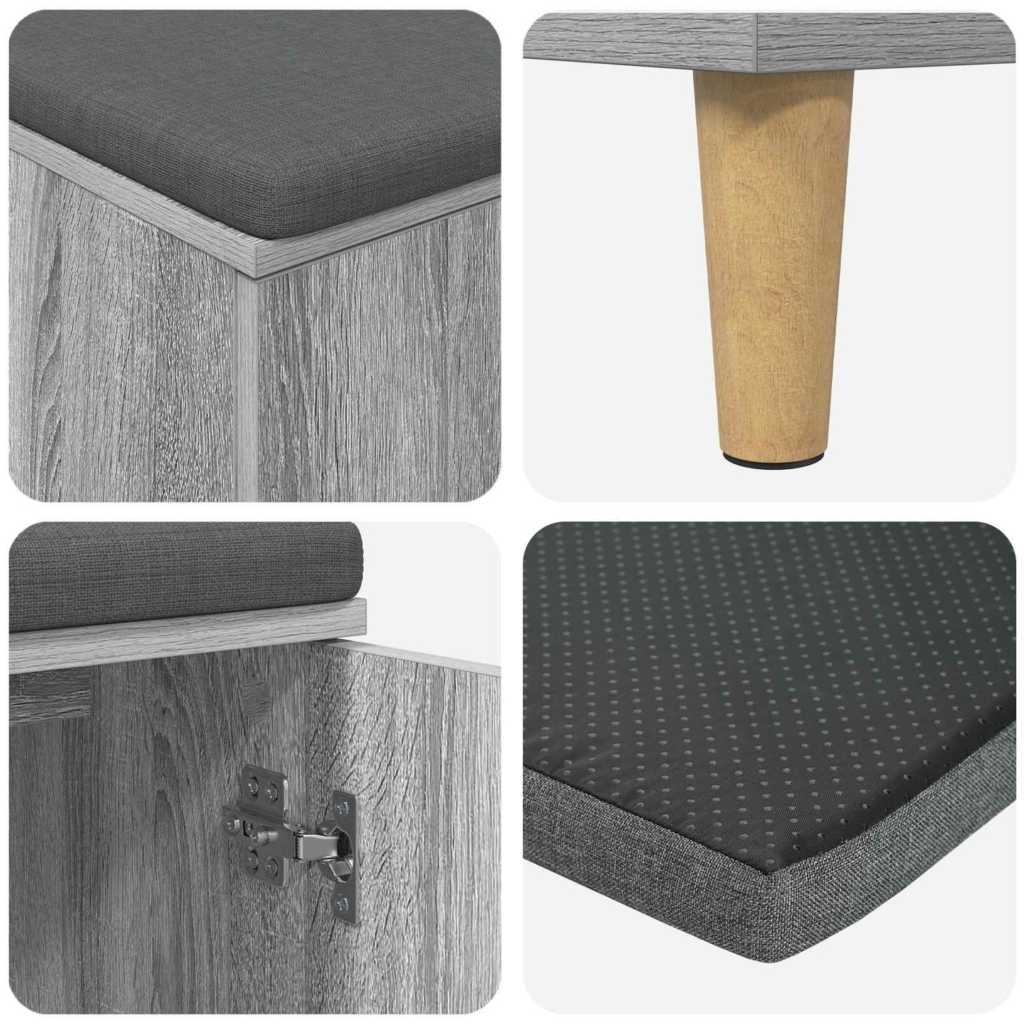 vidaXL Hall Bench with Cushion with Door Grey Sonoma 100 x 38 x 46 cm