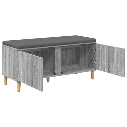 vidaXL Hall Bench with Cushion with Door Grey Sonoma 100 x 38 x 46 cm