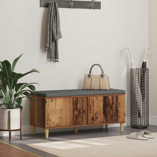 vidaXL Hall Bench Old Wood 100 x 38 x 46 cm Engineered Wood and Fabric