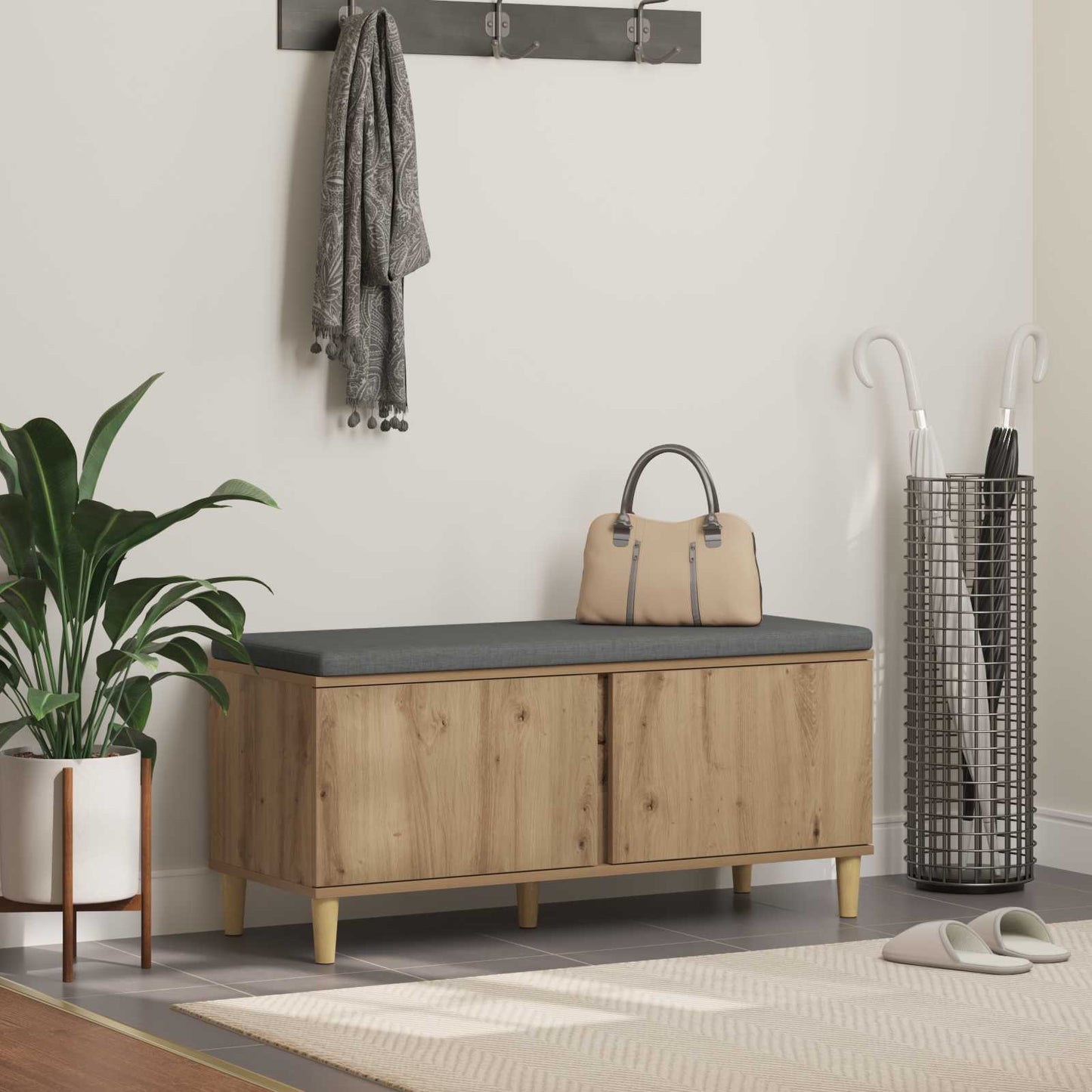 vidaXL Hall Bench Artisan Oak 100 x 38 x 46 cm