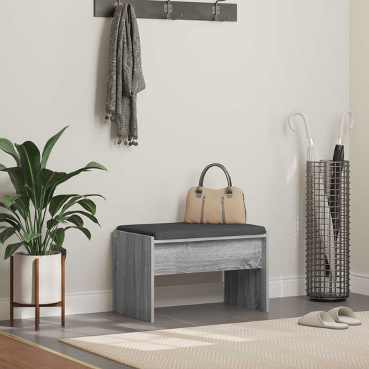 vidaXL Hall Bench with Cushion Grey Sonoma 63 x 38 x 40 cm