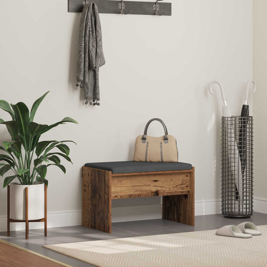 vidaXL Hall Bench with Cushion Old Wood 63 x 38 x 40 cm