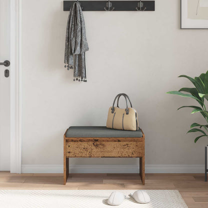 vidaXL Hall Bench with Cushion Old Wood 63 x 38 x 40 cm