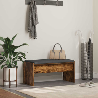 vidaXL Hall Bench with Cushion Smoked Oak 83 x 38 x 40 cm