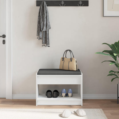 vidaXL Hall Bench White 63 x 38 x 45 cm Engineered Wood and Fabric