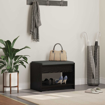 vidaXL Hall Bench Black Oak 63 x 38 x 45 cm Engineered Wood and Fabric