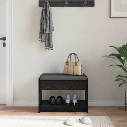 vidaXL Hall Bench Black Oak 63 x 38 x 45 cm Engineered Wood and Fabric