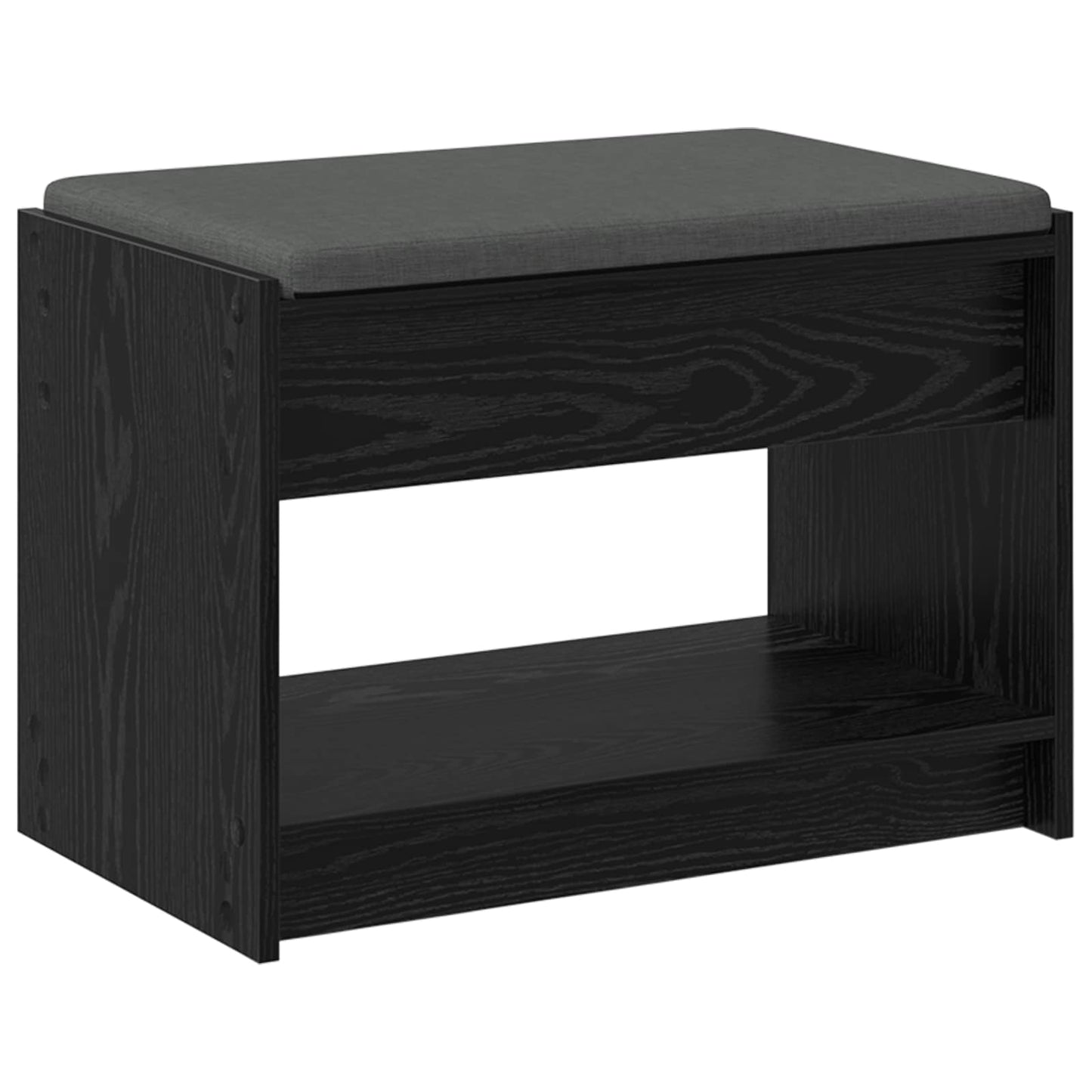 vidaXL Hall Bench Black Oak 63 x 38 x 45 cm Engineered Wood and Fabric