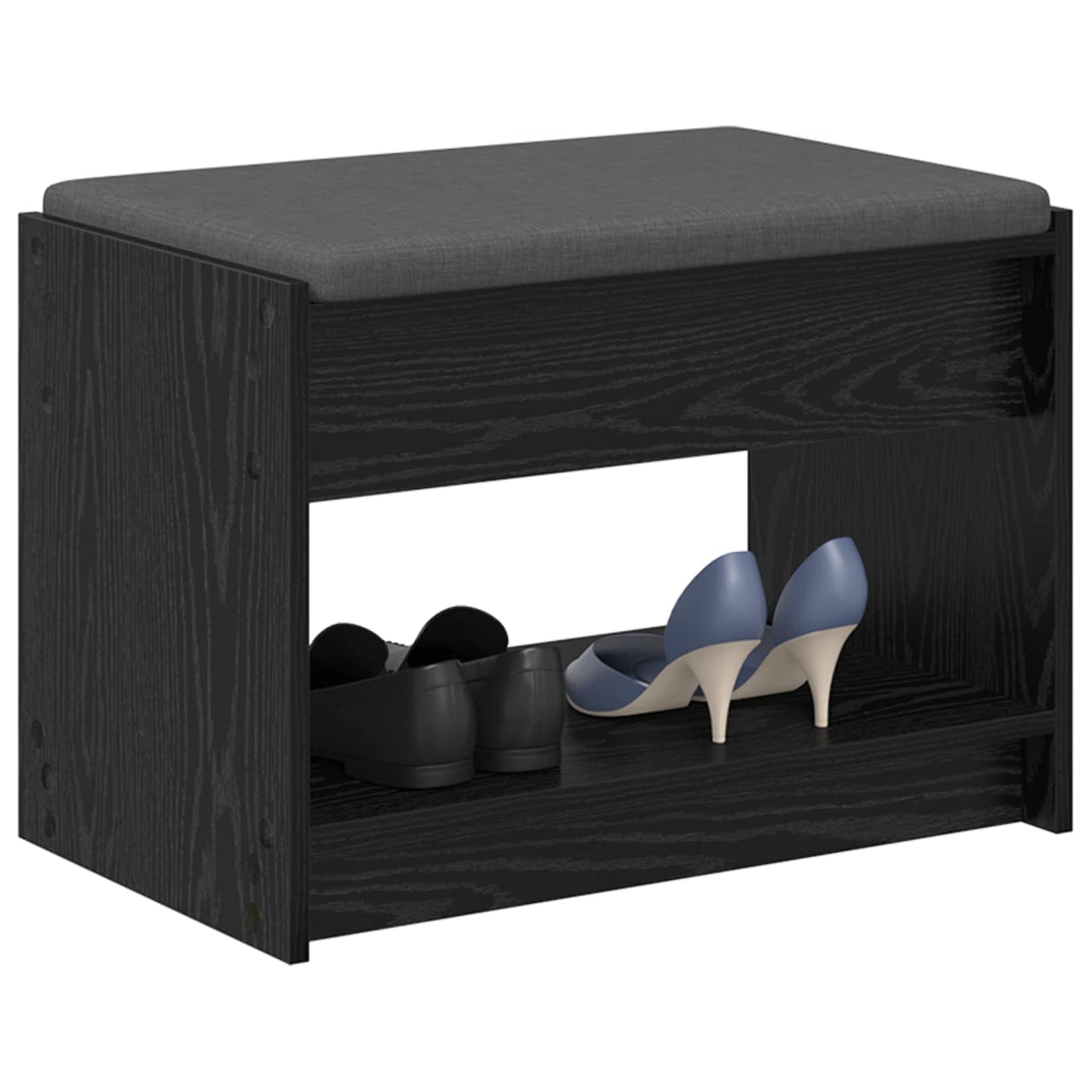 vidaXL Hall Bench Black Oak 63 x 38 x 45 cm Engineered Wood and Fabric