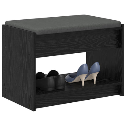 vidaXL Hall Bench Black Oak 63 x 38 x 45 cm Engineered Wood and Fabric