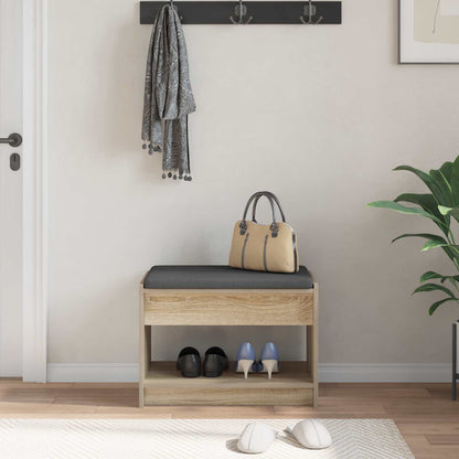 vidaXL Hall Bench with Cushion with Shelf Sonoma Oak 63 x 38 x 45 cm