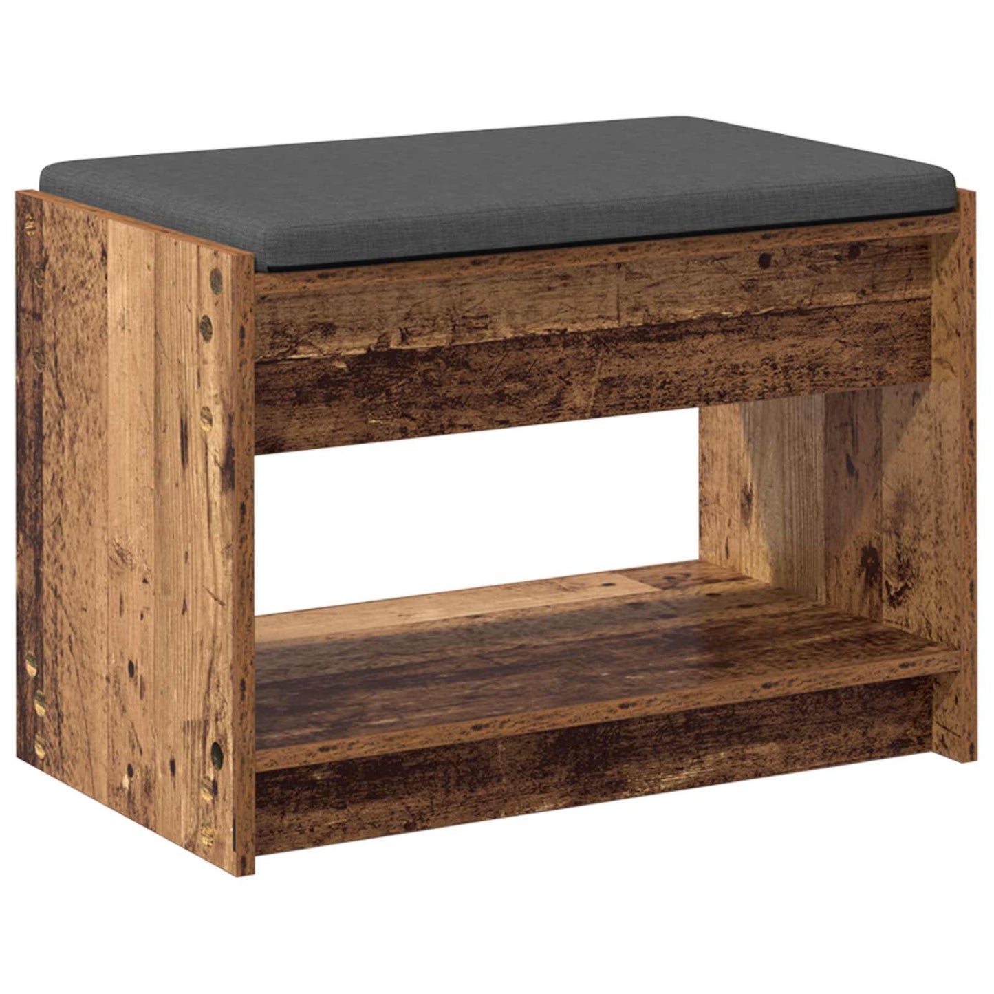 vidaXL Hall Bench Old Wood 63 x 38 x 45 cm Engineered Wood and Fabric