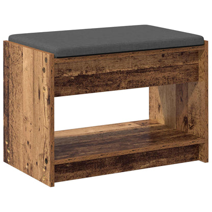 vidaXL Hall Bench Old Wood 63 x 38 x 45 cm Engineered Wood and Fabric